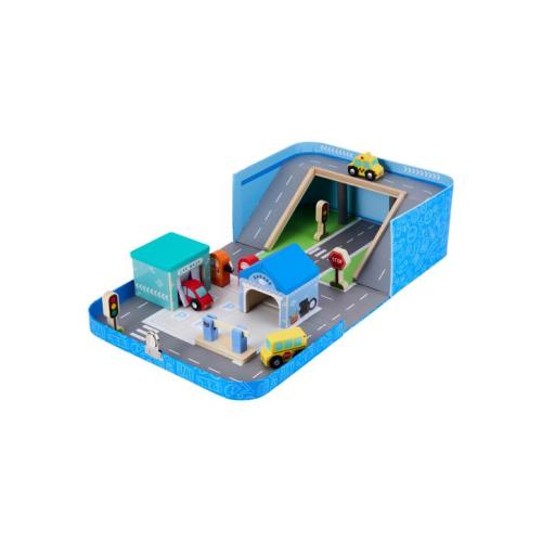 12 Piece Wooden Play Suitcase Vehicles Set - Assorted - One Size