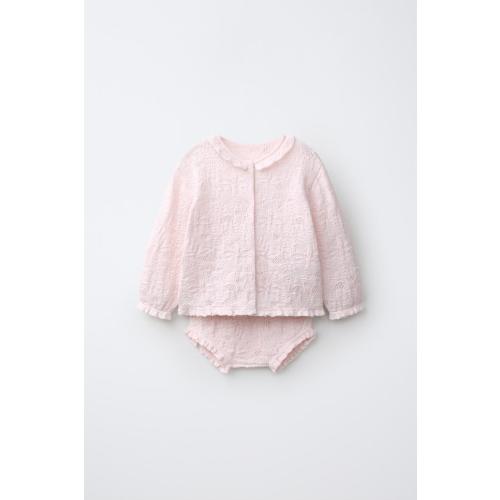 COTTON-SILK KNIT JACKET AND BLOOMERS SET - Pastel pink | ZARA United States