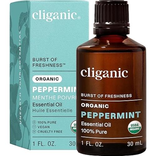 Cliganic Organic Peppermint Essential Oil, 1oz - 100% Pure Natural Undiluted, for Aromatherapy | Non-GMO Verified (Packaging May Vary)
