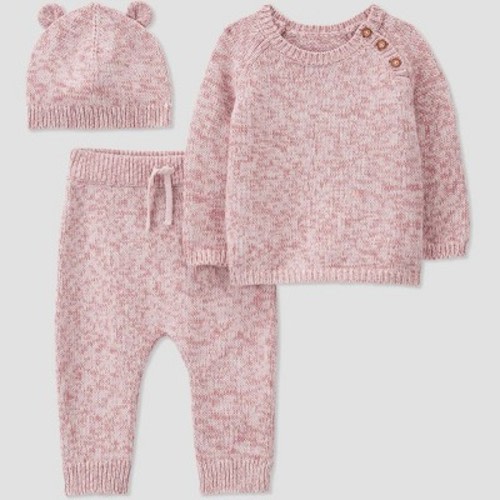 Carter's Just One You®️ Baby Girls' 3pc Marled Top & Bottom Set - Pink, Size: 9M