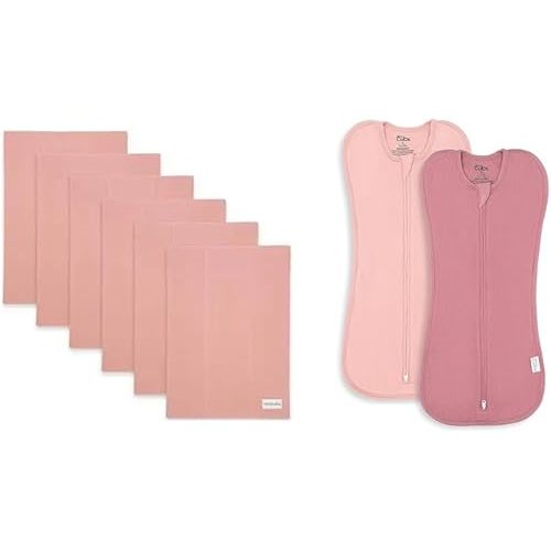 Comfy Cubs Burp Cloths 6 Pack and Swaddle Blanket Baby Girl Bundled