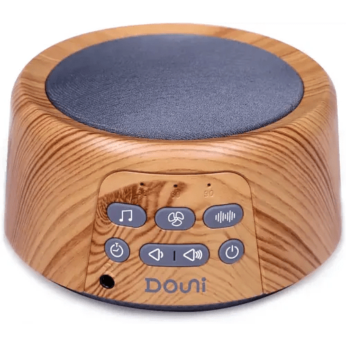 DOUNI White Noise Machine with 27 Soothing Sounds Timer, Adjustable Volume, Memory Function for Sleeping, Relaxation,Sound Machine for Kid,Adult,Nursery,Home,Office,Travel.Wood Grain