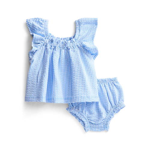Wonder Nation Baby Girls Patriotic Seersucker Romper & Bloomers with Flutter-Sleeve, 2-Piece Set, Sizes 0–24M