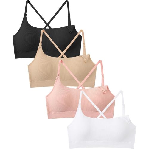 Nursing Bra Seamless Ribbed Wireless Maternity Bra 4Packs Ultra Soft Comfortable Pregnancy Postpartum