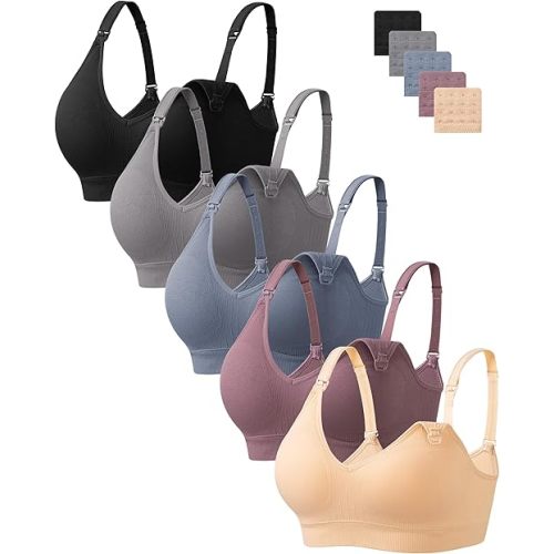 HBselect Nursing Bras for Breastfeeding Women Maternity Bras Seamless Wireless Pregnancy Sleep Bra with Bra Extenders