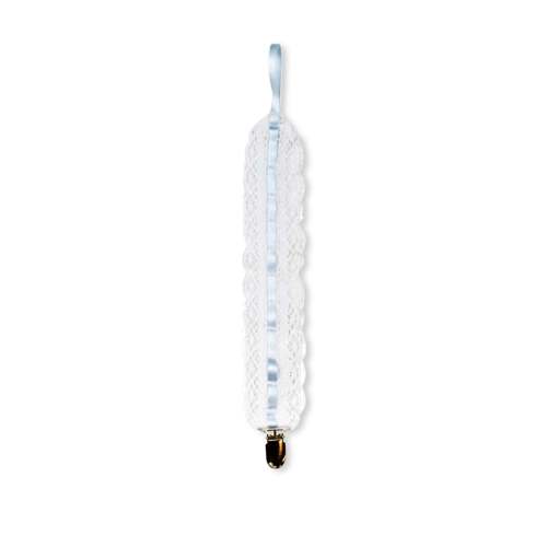 Lullaby Lace Pacifier Clip in Blessings Blue