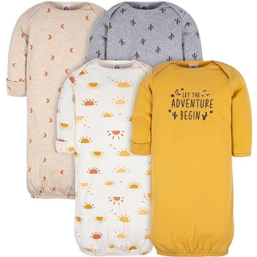 Gerber Baby 4-Pack Sleeper Gown, 0-6 Months