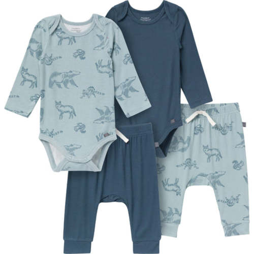 4-Piece Baby Boys Woodland Animals Viscose Bodysuits and Pants Set