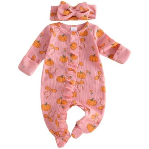 Halloween Newborn Girl Outfit Ghost Footed Fall Romper Jumpsuit
