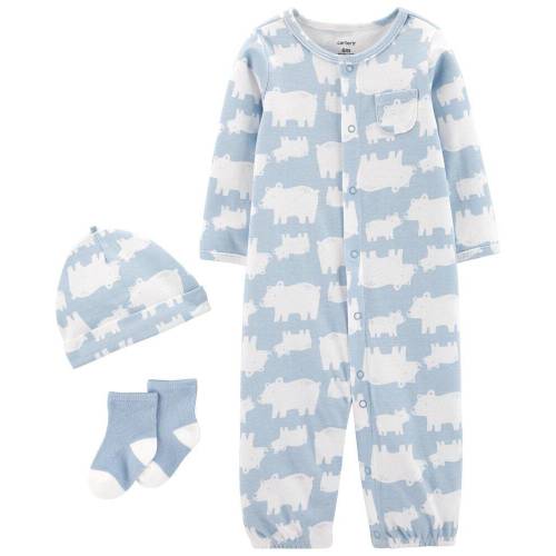 3-Piece Bear Take-Me-Home Converter Gown Set - Blue - NB