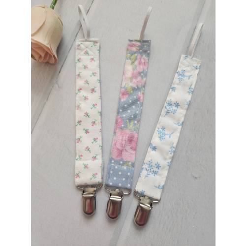 Shabby chic floral pacifier clips
