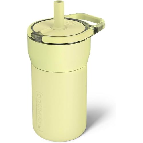 BrüMate Leap 12oz 100% Leakproof Kids Tumbler with Handle and Silicone Soft Straw | Drop Resistant Silicone Sleeve | For Kids 4+ | Insulated Stainless Steel | Cup Holder Friendly | 12oz (Prickly Pear)