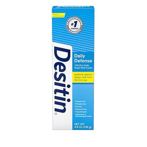 Desitin Daily Defense Baby Diaper Rash Cream with 13% Zinc Oxide, Barrier Cream to Treat, Relieve & Prevent Diaper Rash, Hypoallergenic, Dye-, Phthalate- & Paraben-Free, 16 oz