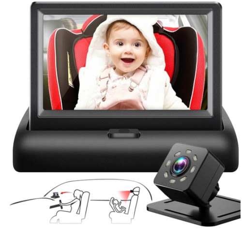 Baby Car Mirror with 4.3'' HD Night Vision Function Display, Safety Car Seat Camera with Wide Crystal Clear View, Easily Observe The Baby’s Move(Not USB)