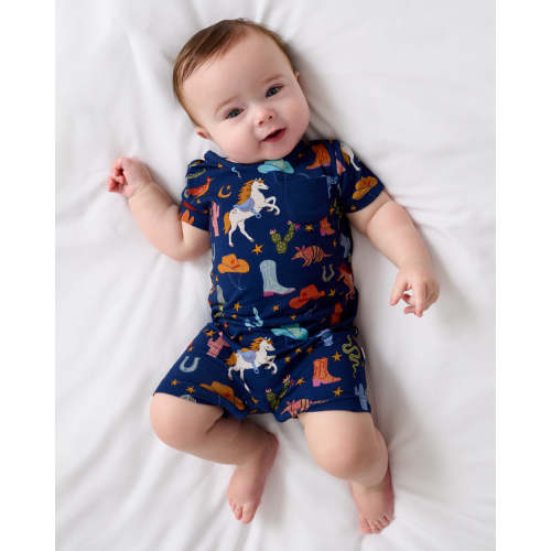 Blue Rancher Roundup Pocket Shorty Romper | Little Sleepies