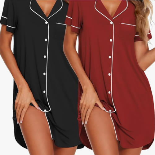 Nightgowns for Women 2 Pack Button Down Sleepwear