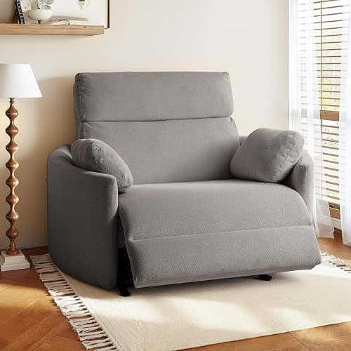 FLEXISPOT Mochi Pro 54" Zero Wall Power Recliner for Big and Tall, Oversized Electric Recliner Chair with Anti-Pinch Design, USB & Type-C Ports, Wide Sofa for Living Room Bedroom, Chenille Grey