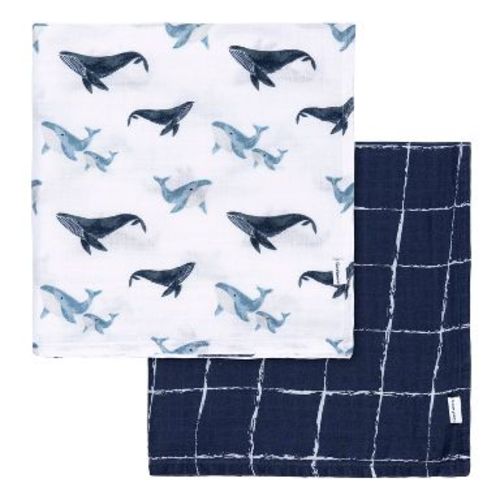 Gerber Baby Muslin Blankets, Coastal Calm, 2-Pack