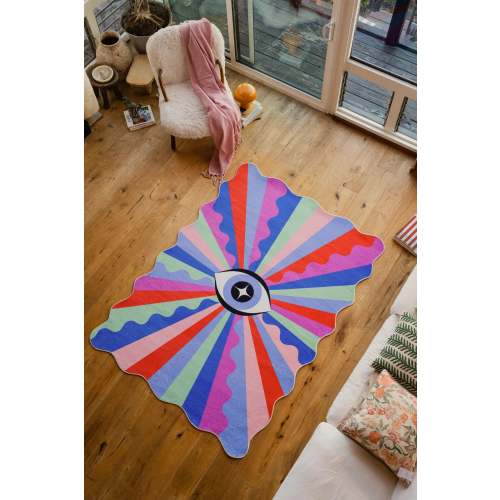 Colorful Lazer Rays Eye Rug by Jessica Miller