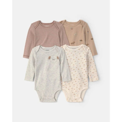 Baby 4-Pack Dog Long-Sleeve Bodysuits - Brown/Grey/Ivory | Carter's