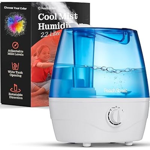 Cool Mist Humidifiers for Bedroom - 2.2L Water Tank, Baby, Office, Quiet Ultrasonic Air Vaporizer, Adjustable Mist Level, 360 Nozzle Rotation, Auto-Shut Off, Large Area Humidifier Easy Fill and Clean