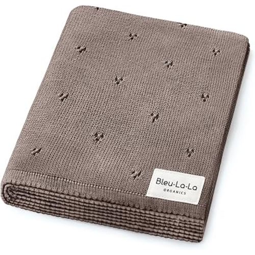100% Luxury Organic Cotton Pointelle Knit Baby Blanket – Refined Lightweight Heirloom Nursery Essential (Pointelle - Milk Chocolate)