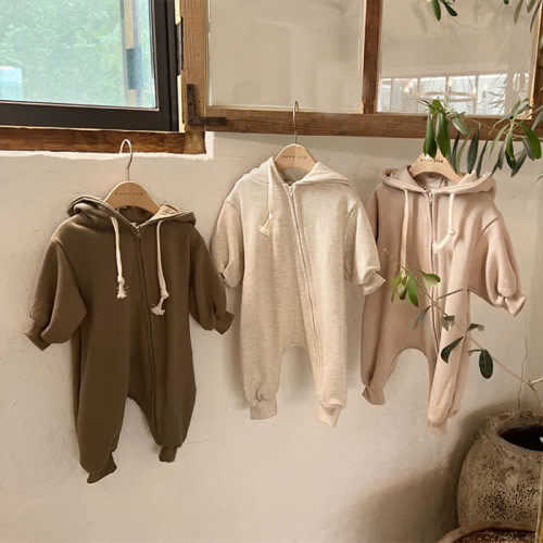 Baby Solid Color Hooded Casual Romper