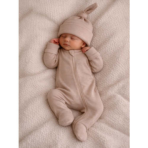 Biscuit / Organic 2-Way Zip Footie – SpearmintLOVE