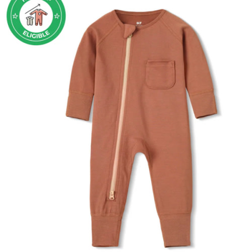 Organic Chestnut Zip Romper | Baby Sleeper | Our Little Treasures