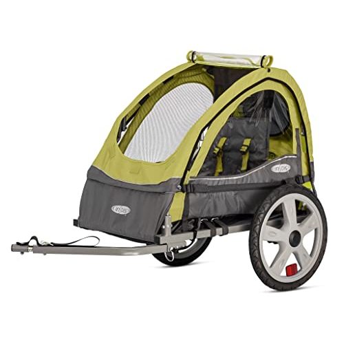 Instep Sync and Take 2 Bike Trailer for Kids, Single and Double Seat Options, 5-Point Harness, Folding Frame, Quick Release Wheels, Easy Storage, With Bug Screen & Weather Shield, Bike Attachment