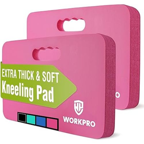 WORKPRO Extra Thick Kneeling Pad, 2-Pack, Soft Foam Cushioning for Knee, Large Foam Kneeler Mat for Gardening, Bathing Baby, Workout Supplies, 17.5 x 11 x 1.5 in, Pink