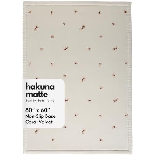 Hakuna Matte CloudSoft Baby Play Mat for Floor 60" x 80" Flowers | Coral Velvet high-density foam Rug for Crawling & Cozy Play – Non-Slip, Water-Resistant, Easy-Care Tummy Time Mat