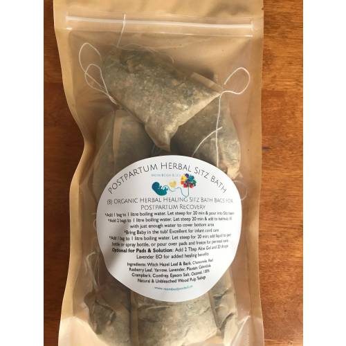 Postpartum Herbal Sitz Bath Soak: Cord Care with Witch Hazel, Lavender - 8 Sachets