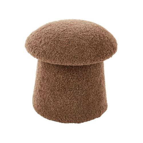Saro Lifestyle Mushroom Storage Ottoman – Faux Shearling with Hidden Storage, Decorative Accent Stool for Living Room or Bedroom, 17"x18", Brown