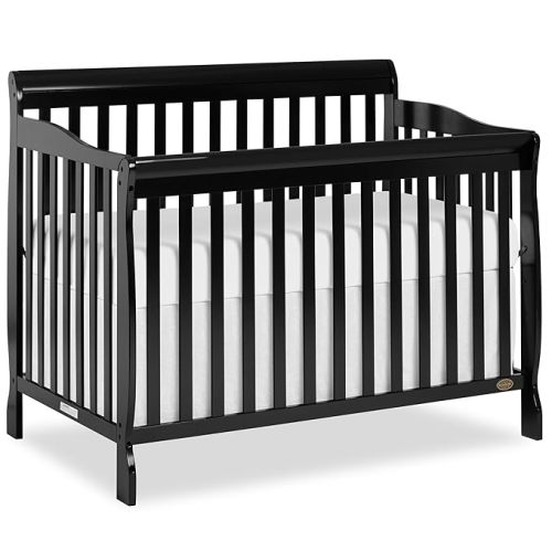 Dream On Me Ashton 4-In-1 Convertible Crib In Black, Greenguard Gold, JPMA Certified, Non-Toxic Finishes, Features 4 Mattress Height Settings, Made Of Solid Pinewood