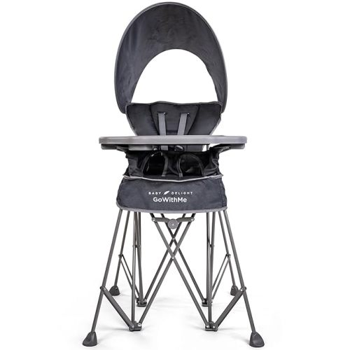 Baby Delight Go with Me Uplift Deluxe Portable High Chair | Sun Canopy | Indoor and Outdoor | Grey