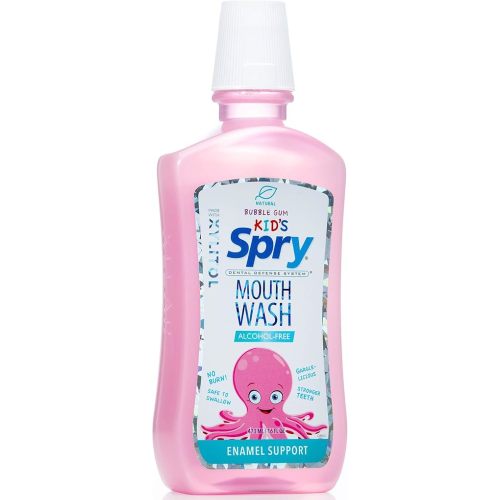 Spry Natural Xylitol Mouthwash Fluoride Free with Enamel Support, Alcohol-Free, Gentle, Non-GMO, Bubble Gum - 16 fl oz (Pack of 1)