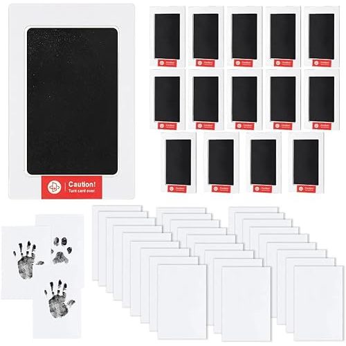 15-Set Inkless Memory Kit for Hand & Foot Prints, Pet Paw Impressions – Clean Touch Pad with Keepsake Cards,Reusable Hand and Foot Print Pad,Newborn & Pet Gift (Black)