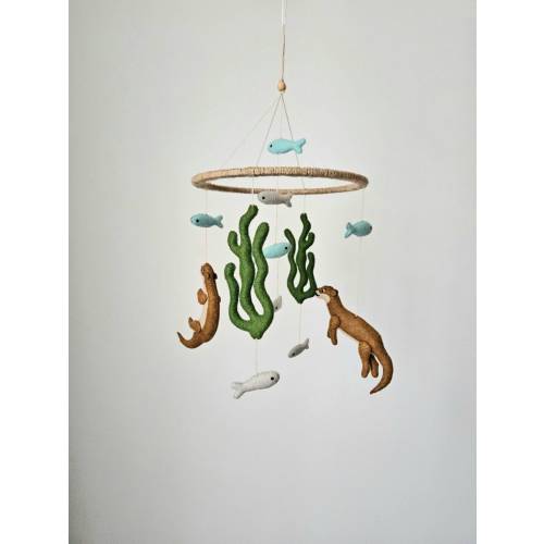 Sea otter baby mobile, under the sea nursery, personalized crib mobile