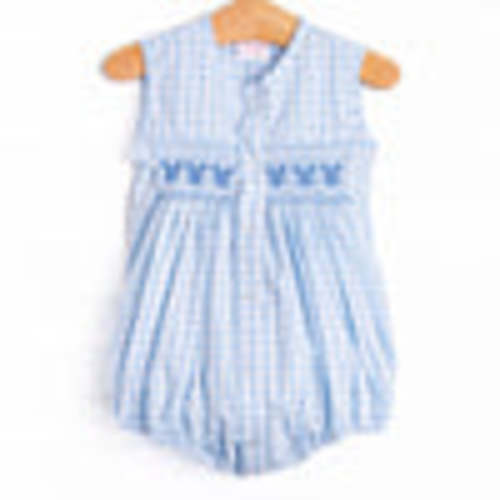 Memories Made Smocked Boy Bubble, Blue – Stitchy Fish