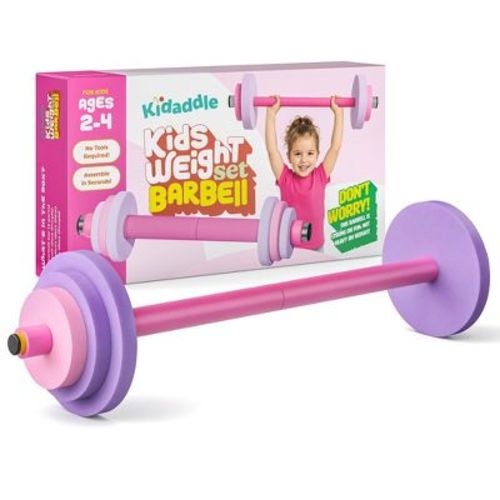 Modern Innovations Kids Barbell Weight Set Toy Workout Equipment Kid Weights for Exercise Toddler Fun Fitness Pink Purple
