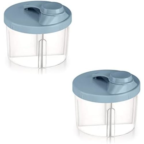 Accmor Baby Formula Dispenser On The Go, Non-Spill Rotating Four-Compartment Formula Container to Go, Milk Powder Kids Snack Container for Infant Toddler Travel Outdoor, Blue, 2 Pack