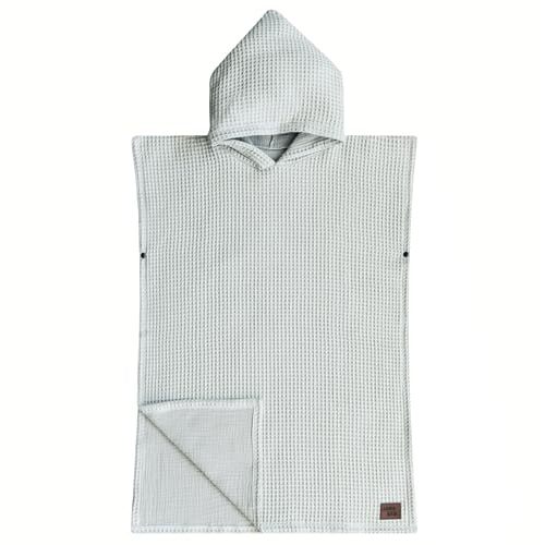 Jade&Kai Hooded Towel for Babies + Toddlers | Snaps into a Poncho | Organic Cotton Waffle | Lighweight and Absorbent | Bath, Beach, and Pool | Multiple Colors (Small (0-3 Yrs), Fog)