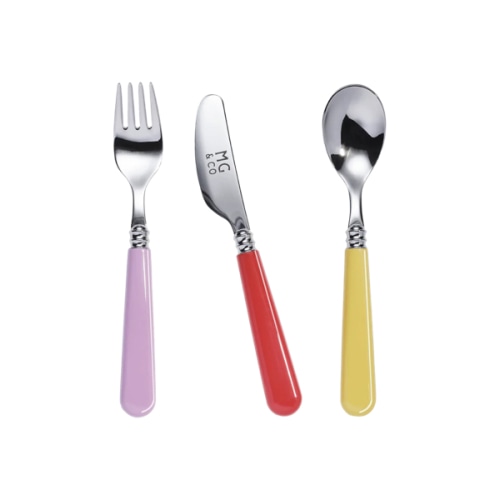 3 Piece Kids Cutlery Set, Reds