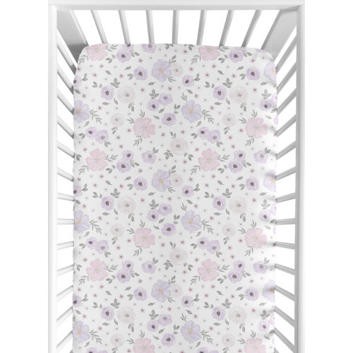 Sweet Jojo Designs Watercolor Floral Fitted Crib Sheet | Wayfair