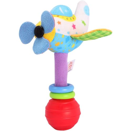 Baby Rattle Toy for Newborns, Cartoon Airplane Handbell Plush Toy, Educational Infant Hand Rattle for Early Development and Parent-Child Interaction