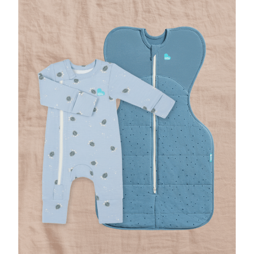 Swaddle Up & Romper Bundle | 2.5 TOG | Blue Pebbles | Blue Turtally