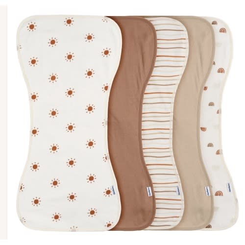 5-Pack Baby Neutral Rust Suns & Rainbows Jersey Burp Cloths – Gerber Childrenswear