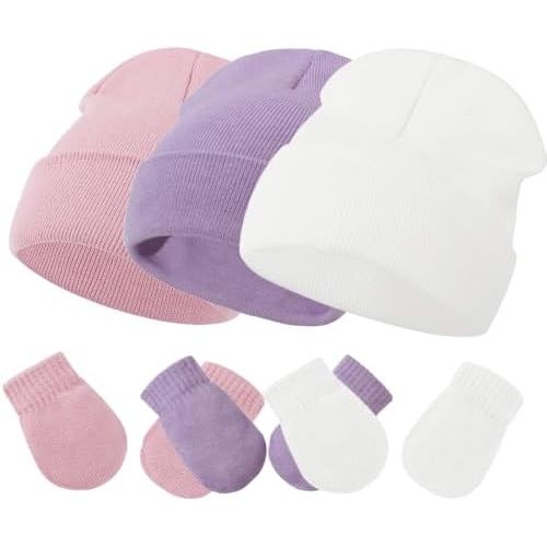 Baby Hats and Mittens Set Infant Toddler Beanie Cap Newborn Gloves for Baby