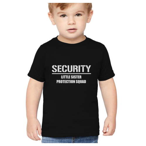 Big Brother Security for Little Sister - Tstars Kids T-Shirt - Best Gift for Big Brother - Perfect for Pregnancy Announcement and Baby Shower - Graphic Tee Showcasing Sibling Love - 5/6 Black